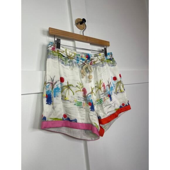 NEW Kerri Rosenthal Blair Printed Shorts Satin White Multicolor Size: Medium - Picture 3 of 8